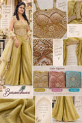 Barsaneshwari Women’s Embroidered Chinon Sharara Suit Set with Dupatta