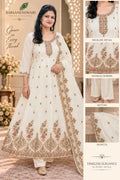 Barsaneshwari Women’s Embroidered Ivory 3-Piece Suit Set with Dupatta